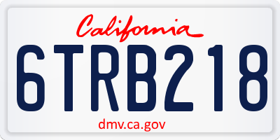 CA license plate 6TRB218