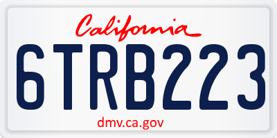 CA license plate 6TRB223