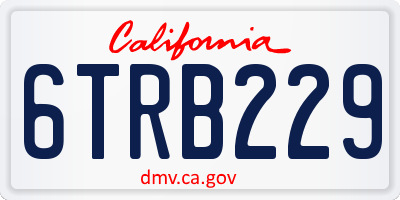 CA license plate 6TRB229