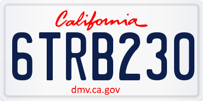 CA license plate 6TRB230