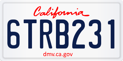 CA license plate 6TRB231