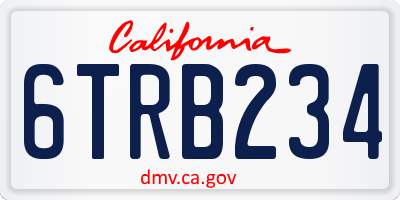 CA license plate 6TRB234