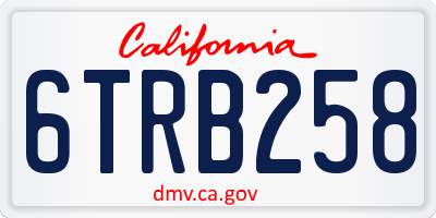 CA license plate 6TRB258