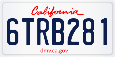 CA license plate 6TRB281