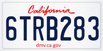 CA license plate 6TRB283