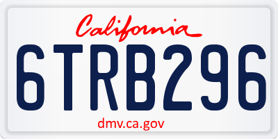 CA license plate 6TRB296