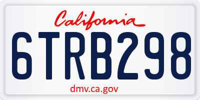 CA license plate 6TRB298
