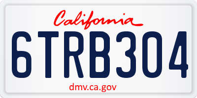 CA license plate 6TRB304