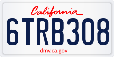 CA license plate 6TRB308