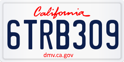 CA license plate 6TRB309