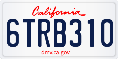 CA license plate 6TRB310