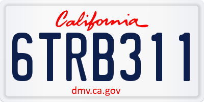 CA license plate 6TRB311