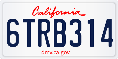 CA license plate 6TRB314