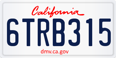 CA license plate 6TRB315