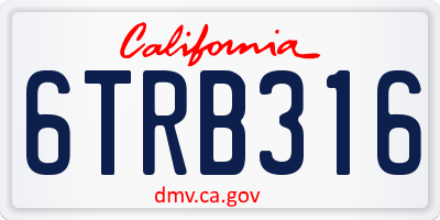 CA license plate 6TRB316