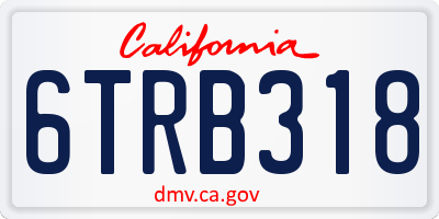 CA license plate 6TRB318