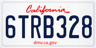 CA license plate 6TRB328