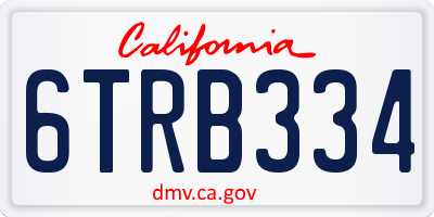 CA license plate 6TRB334