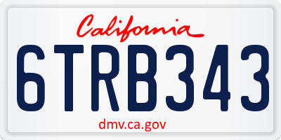 CA license plate 6TRB343