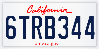 CA license plate 6TRB344