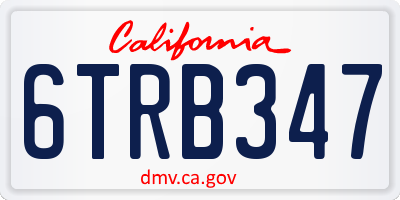 CA license plate 6TRB347