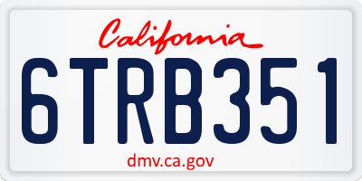 CA license plate 6TRB351