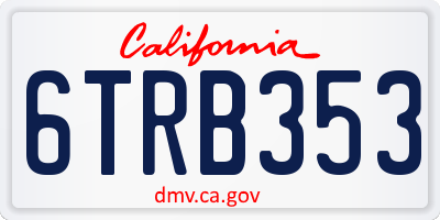 CA license plate 6TRB353