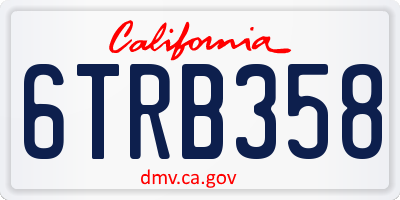 CA license plate 6TRB358