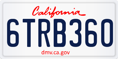 CA license plate 6TRB360