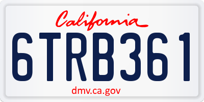 CA license plate 6TRB361