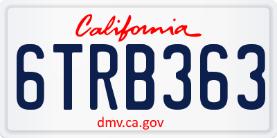 CA license plate 6TRB363