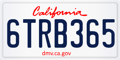 CA license plate 6TRB365