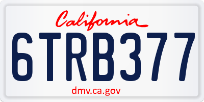 CA license plate 6TRB377