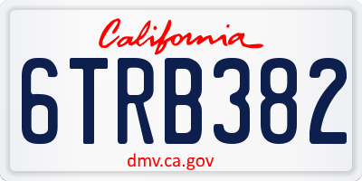 CA license plate 6TRB382