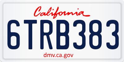 CA license plate 6TRB383