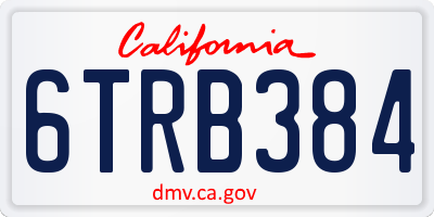 CA license plate 6TRB384