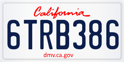 CA license plate 6TRB386
