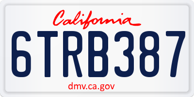 CA license plate 6TRB387