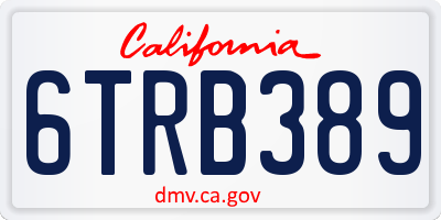 CA license plate 6TRB389