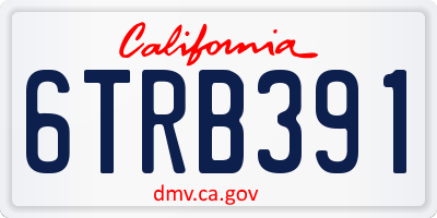 CA license plate 6TRB391