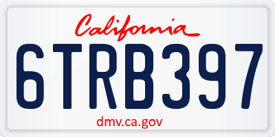 CA license plate 6TRB397