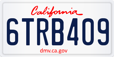 CA license plate 6TRB409