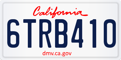 CA license plate 6TRB410