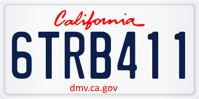 CA license plate 6TRB411