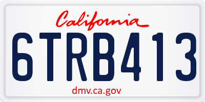 CA license plate 6TRB413