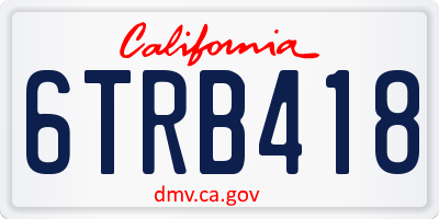 CA license plate 6TRB418