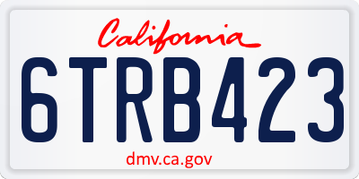 CA license plate 6TRB423