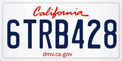 CA license plate 6TRB428