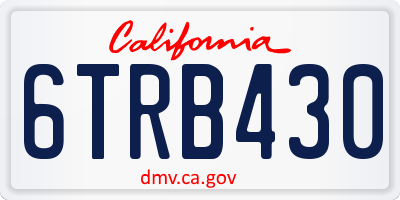 CA license plate 6TRB430