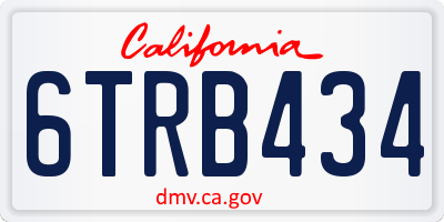 CA license plate 6TRB434